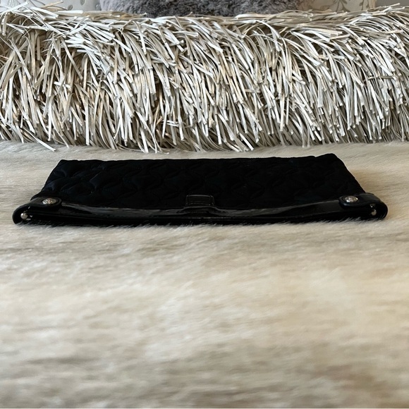 VERA BRADLEY Caviar Black Midnight Clutch Handbag Patient Leather Microfiber - Picture 10 of 13